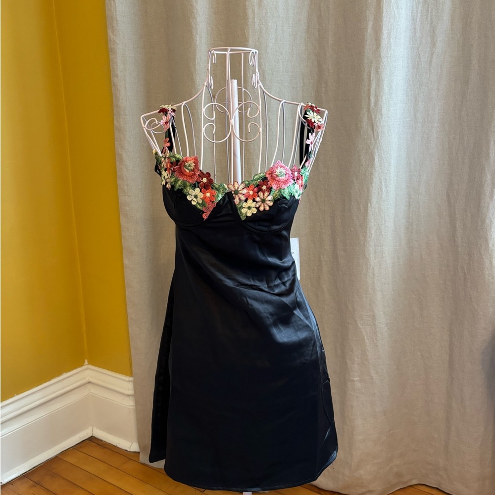 Princess Polly black hoco dress with floral top